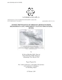 Source Provenance of Obsidian Artifacts from Mezmaiskaya Cave, Northwest Caucusus Mountains, Russia