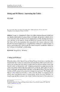 String and M-Theory: Answering the Critics
