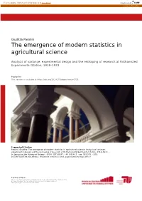 The Emergence of Modern Statistics in Agricultural Science