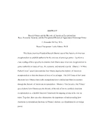 ABSTRACT Barack Obama and the Rhetoric of American Exceptionalism