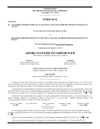 ADOBE SYSTEMS INCORPORATED (Exact Name of Registrant As Specified in Its Charter) ______Delaware 77-0019522 (State Or Other Jurisdiction of (I.R.S