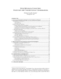 Bulk Metadata Collection: Statutory and Constitutional Considerations