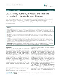 CCL3L1 Copy Number, HIV Load, and Immune Reconstitution in Sub