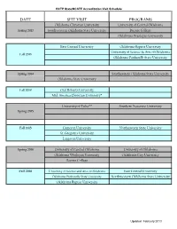 Date Site Visit Programs