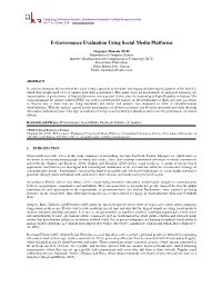 E-Governance Evaluation Using Social Media Platforms
