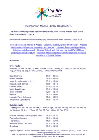 Invergordon Mobile Library Routes 2019