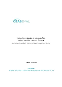 National Report on the Governance of the Asylum Reception System in Germany
