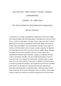 The Judicial Method: Essentials and Inessentials