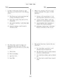 Unit 3 Study Guide Name: Date: 1. in 1900 the United States Declared An