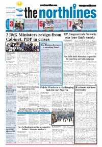 2 J&K Ministers Resign from Cabinet, PDP in Crises