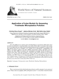 Application of Index Models for Assessing Freshwater Microplastics Pollution