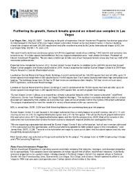 Furthering Its Growth, Harsch Breaks Ground on Mixed-Use Complex in Las Vegas