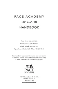 Pace Academy 2017–2018 Handbook