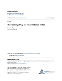 The Feasibility of Pulp and Paper Production in Utah