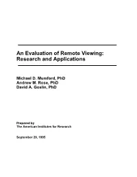 An Evaluation of Remote Viewing: Research and Applications