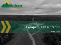 Antero-Company Website Presentation – May 2019