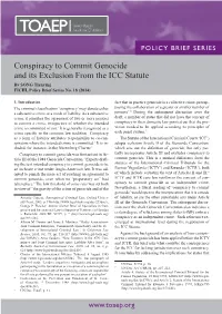 Conspiracy to Commit Genocide and Its Exclusion from the ICC Statute by SONG Tianying FICHL Policy Brief Series No