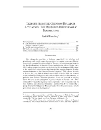 Lessons from the Chevron Ecuador Litigation: the Proposed Intervenors’ Perspective