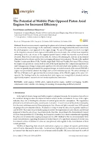 The Potential of Wobble Plate Opposed Piston Axial Engines for Increased Eﬃciency