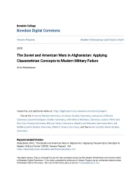 The Soviet and American Wars in Afghanistan: Applying Clausewitzian Concepts to Modern Military Failure