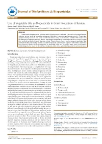 Use of Vegetable Oils As Biopesticide in Grain Protection -A Review Anurag Singh*, Ashish Khare and Amit P
