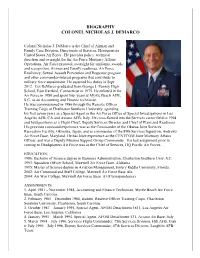 Biography Colonel Nicholas J. Demarco