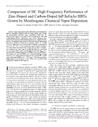 Comparison of DC High-Frequency Performance of Zinc-Doped And