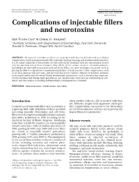 Complications of Injectable Fillers and Neurotoxins