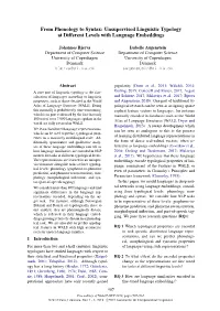 From Phonology to Syntax: Unsupervised Linguistic Typology at Different Levels with Language Embeddings