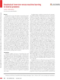Geophysical Inversion Versus Machine Learning in Inverse Problems Yuji Kim1 and Nori Nakata1