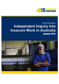 Independent Inquiry Into Insecure Work in Australia January 2012