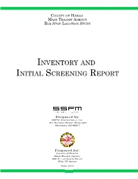 Inventory and Initial Screening Report
