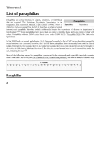 List of Paraphilias