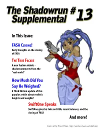 The Shadowrun Supplemental #13 Editorial Verbiage