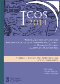 Volume 4 – Theory and Methodology. Socio-Onomastics