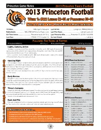 2013 Princeton Football Week 1: #22 Lehigh (2-0) at Princeton (0-0)