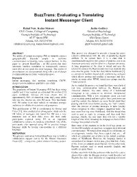 Buzztrans: Evaluating a Translating Instant Messenger Client