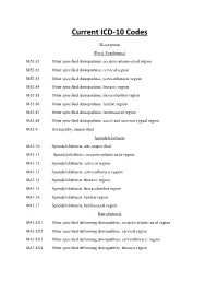 Current ICD-10 Codes
