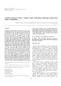 External Fixator–Assisted Ankle Arthrodesis Following Failed Total Ankle Arthroplasty