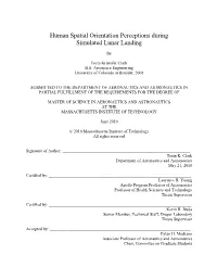 Human Spatial Orientation Perceptions During Simulated Lunar Landing