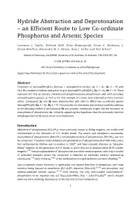 Hydride Abstraction and Deprotonation – an Efficient Route to Low Co-Ordinate Phosphorus and Arsenic Species