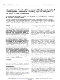 Interaction and Functional Cooperation of the Cancer-Amplified Transcriptional Coactivator Activating Signal Cointegrator-2 and E2F-1 in Cell Proliferation