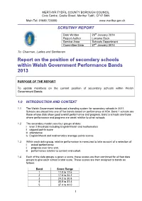 Report on the Position of Secondary Schools Within Welsh Government Performance Bands 2013