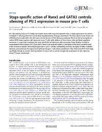 Stage-Specific Action of Runx1 and GATA3 Controls Silencing of PU.1 Expression in Mouse Pro–Tcells