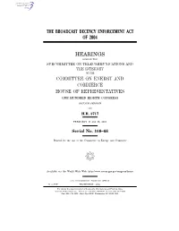 The Broadcast Decency Enforcement Act of 2004