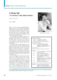 A Straw Hat —In Memory of Ms