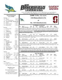 GAME 13-Dec. 22, 2 Pm CSU Bakersfield