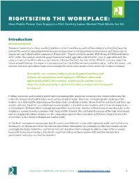RIGHTSIZING the WORKPLACE: How Public Power Can Support a 21St Century Labor Market That Works for All
