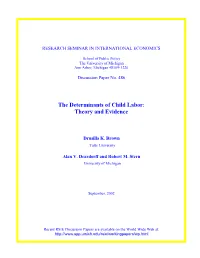 The Determinants of Child Labor: Theory and Evidence