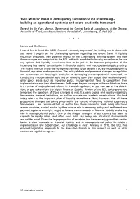 Yves Mersch: Basel III and Liquidity Surveillance in Luxembourg – Building an Operational Systemic and Micro-Prudential Framework